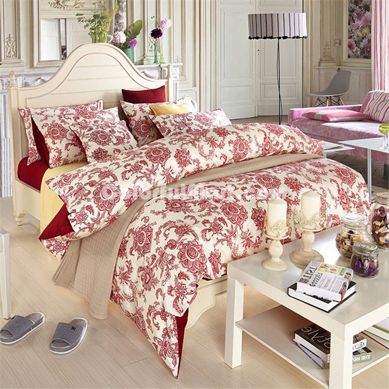 Lenna Red Bedding Egyptian Cotton Bedding Luxury Bedding Duvet Cover Set - Click Image to Close