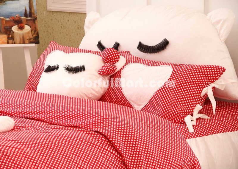 Cute Kitty Red Cat Bedding Kitty Bedding Girls Bedding - Click Image to Close