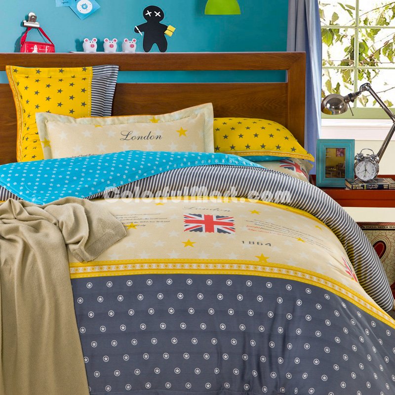 London England Yellow Bedding Set Kids Bedding Teen Bedding Duvet Cover Set Gift Idea - Click Image to Close