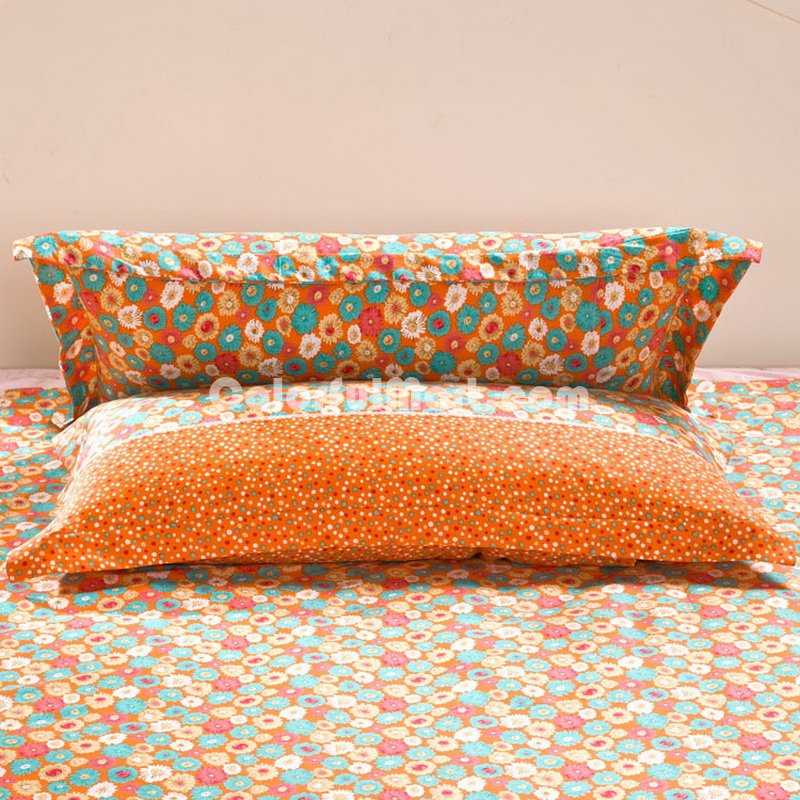 Romantic Flowers Orange Cheap Bedding Discount Bedding - Click Image to Close