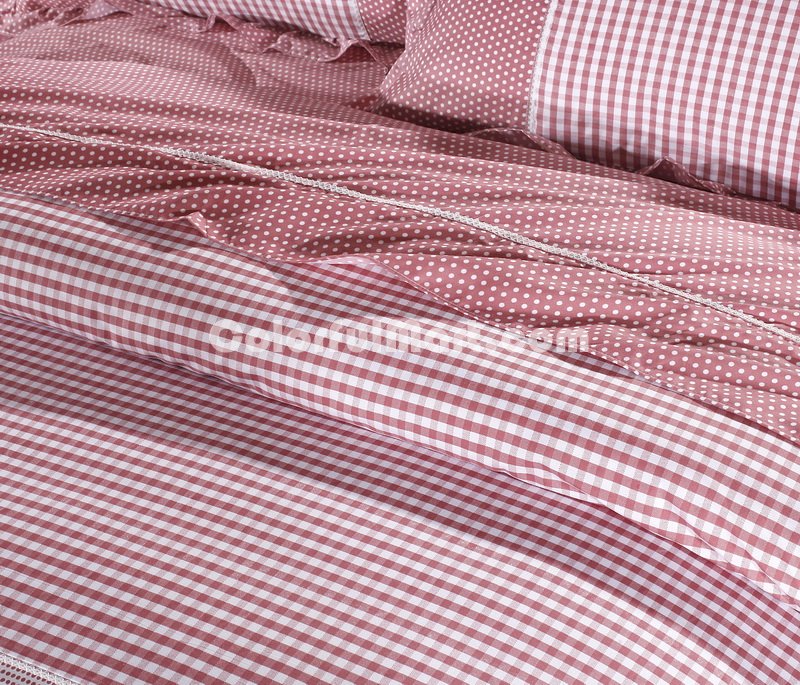 Pinstripes Light Red Princess Bedding Teen Bedding Girls Bedding - Click Image to Close