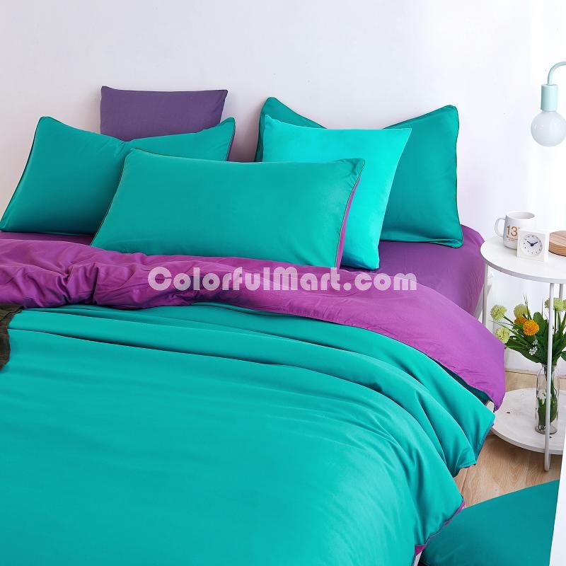 Eggplant Lake Blue Bedding Set Duvet Cover Pillow Sham Flat Sheet Teen Kids Boys Girls Bedding - Click Image to Close