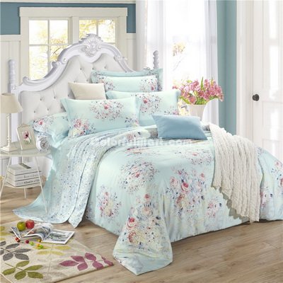 Open Country Blue Bedding Set Girls Bedding Floral Bedding Duvet Cover Pillow Sham Flat Sheet Gift Idea