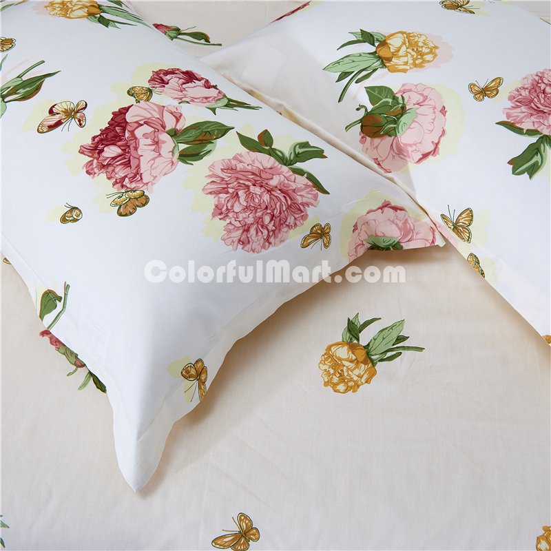Love Flower Beige Bedding Set Teen Bedding Dorm Bedding Bedding Collection Gift Idea - Click Image to Close