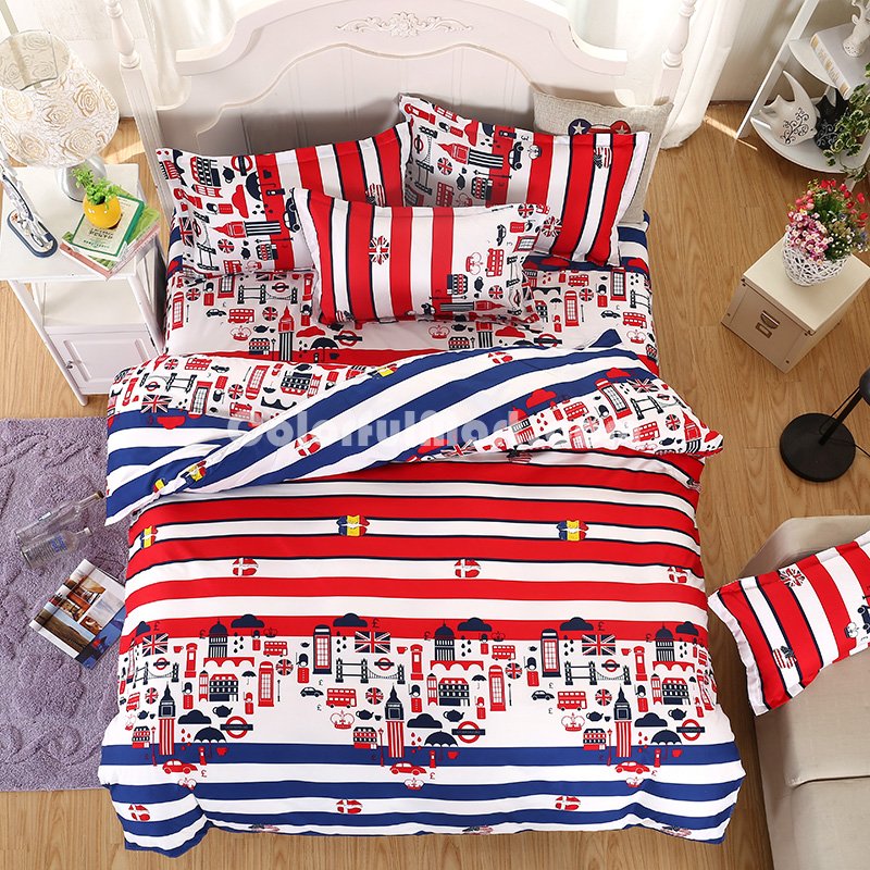 Colorful World Red Bedding Set Duvet Cover Pillow Sham Flat Sheet Teen Kids Boys Girls Bedding - Click Image to Close