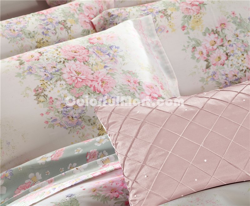 Coloured Glaze Pink Bedding Set Luxury Bedding Girls Bedding Duvet Cover Pillow Sham Flat Sheet Gift Idea - Click Image to Close