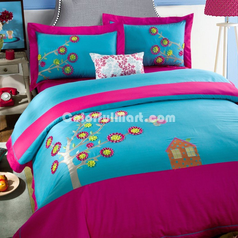 Colorful Life Blue Bedding Girls Bedding Teen Bedding Luxury Bedding - Click Image to Close