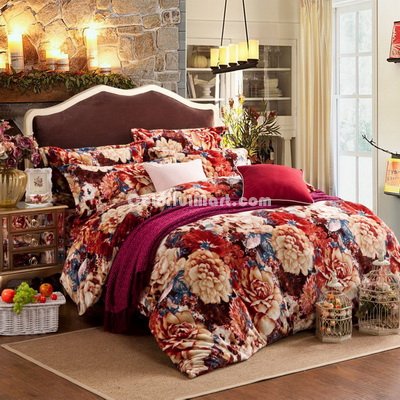 Rich And Happy Brown Flowers Bedding Flannel Bedding Girls Bedding