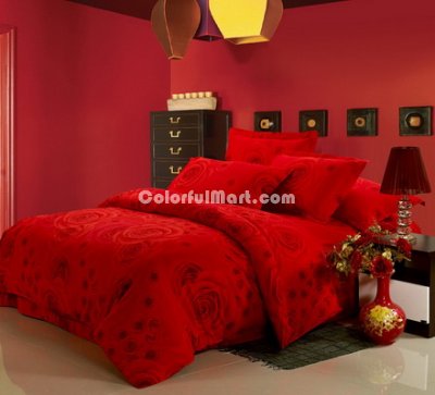 Deep Red Roses Cheap Modern Bedding Sets