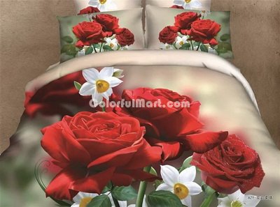 Charming Flowers Red Bedding Rose Bedding Floral Bedding Flowers Bedding