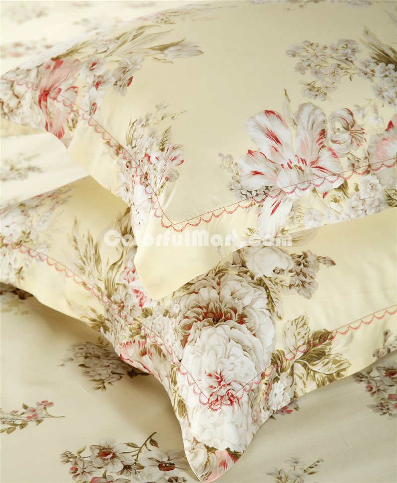 Sweet Yellow Bedding Set Luxury Bedding Girls Bedding Duvet Cover Pillow Sham Flat Sheet Gift Idea - Click Image to Close