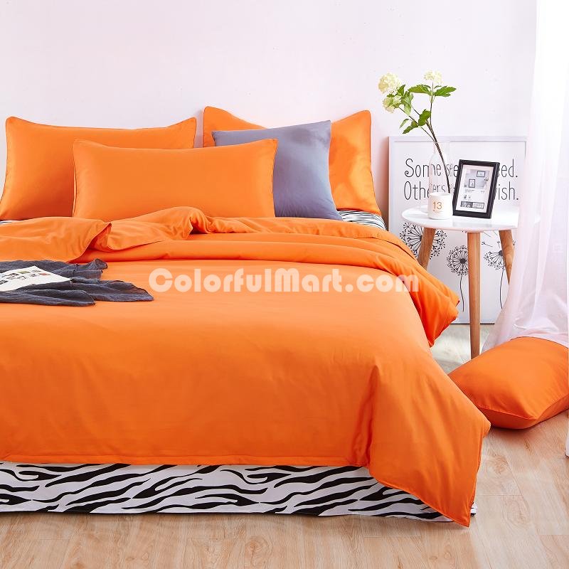Zebra Print Orange Bedding Set Duvet Cover Pillow Sham Flat Sheet Teen Kids Boys Girls Bedding - Click Image to Close