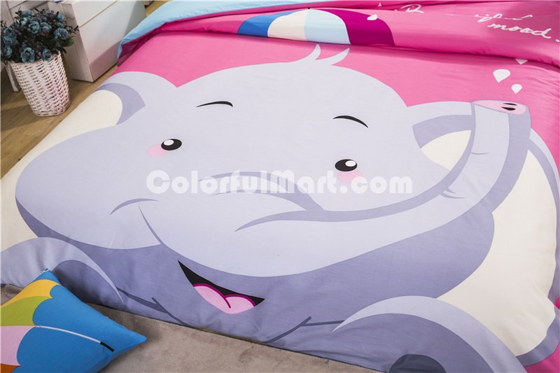 Elephant Pink Bedding Set Kids Bedding Duvet Cover Set Gift Idea - Click Image to Close