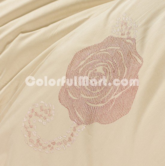 Charming Flowers Camel 4 PCs Luxury Bedding Sets - Click Image to Close