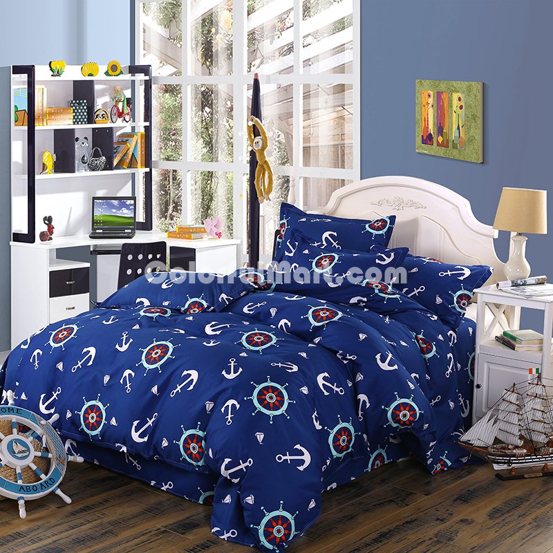 Voyage Blue Bedding Set Duvet Cover Pillow Sham Flat Sheet Teen Kids Boys Girls Bedding - Click Image to Close