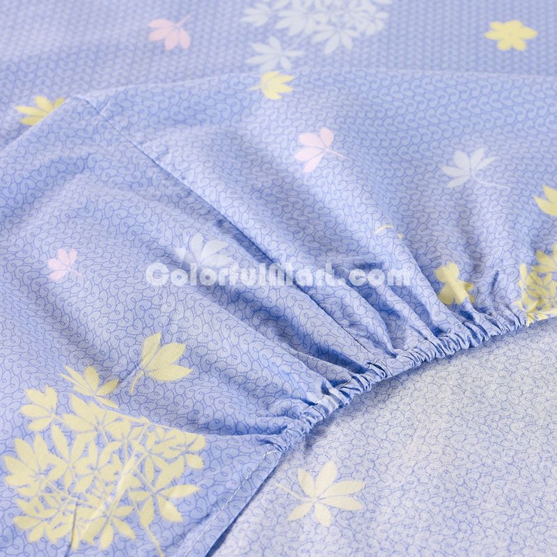Rosemary Blue 100% Cotton 4 Pieces Bedding Set Duvet Cover Pillow Shams Fitted Sheet - Click Image to Close