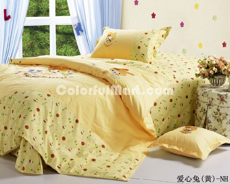 Rabbit Yellow Girls Bedding Sets For Kids - Click Image to Close