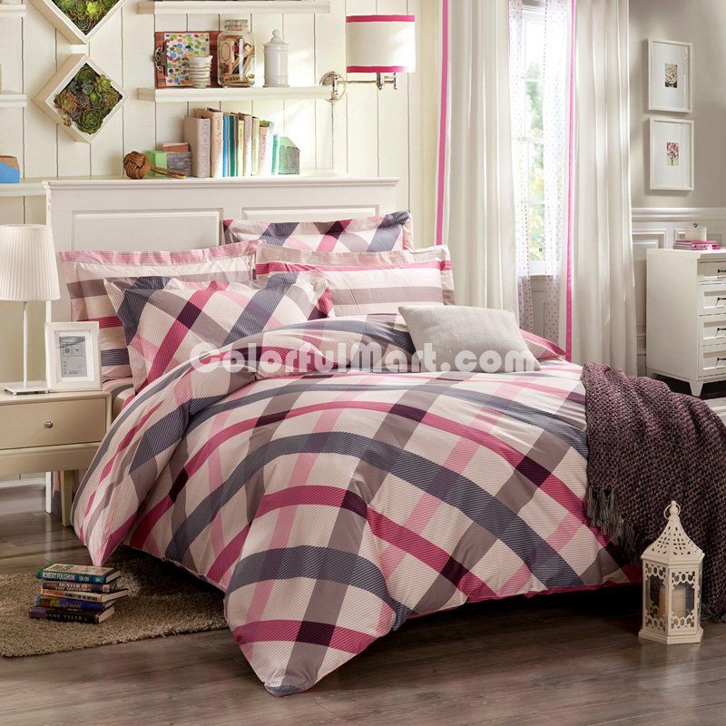 Every Morning And Evening Beige Tartan Beddding Stripes And Plaids Bedding - Click Image to Close