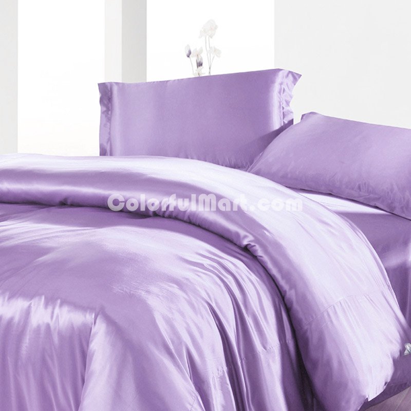 Pure Enjoyment Violet Silk Bedding Silk Duvet Cover Set - Click Image to Close