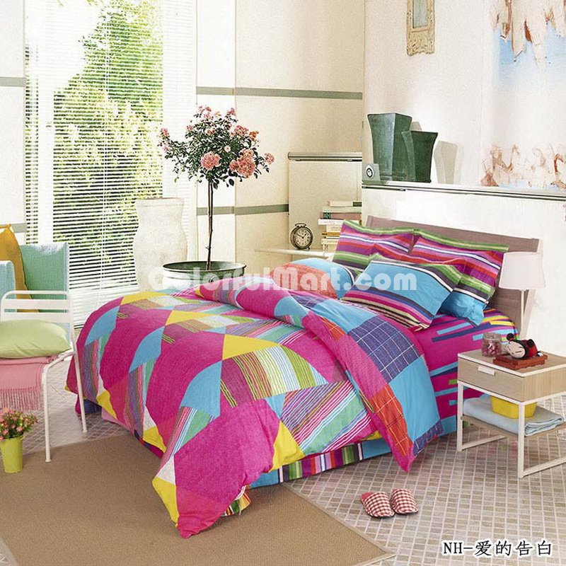 Triangles Rose Teen Bedding Modern Bedding - Click Image to Close