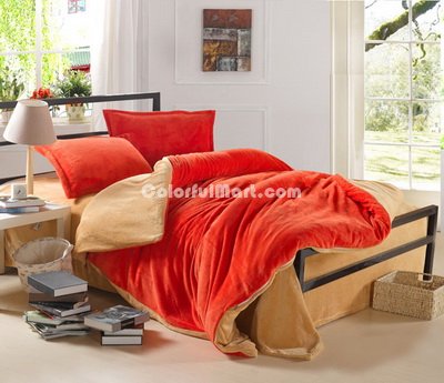Orange And Camel Coral Fleece Bedding Teen Bedding