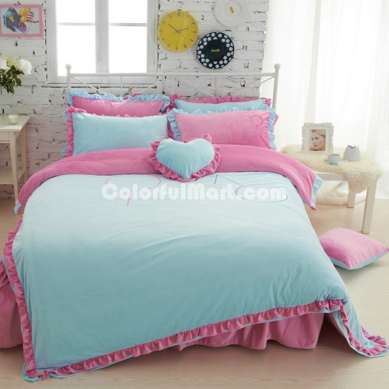 Boys And Girls Blue Velvet Bedding Girls Bedding Princess Bedding - Click Image to Close