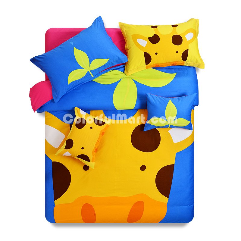Giraffe Blue Bedding Set Kids Bedding Duvet Cover Set Gift Idea - Click Image to Close