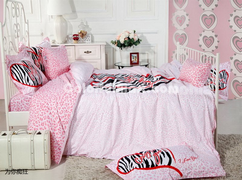 Crazy For You Pink Zebra Print Bedding Set - Click Image to Close