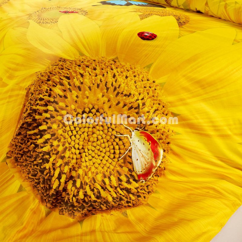 Sunflowers Yellow Bedding Sets Duvet Cover Sets Teen Bedding Dorm Bedding 3D Bedding Floral Bedding Gift Ideas - Click Image to Close