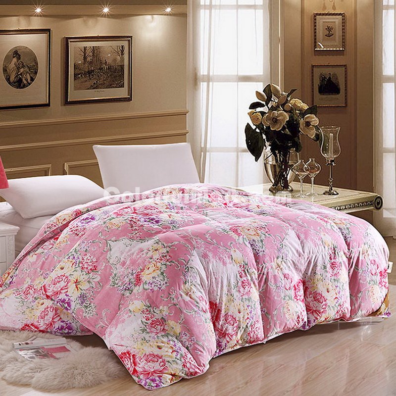 Flowers Blooming Pink Down Comforter - Click Image to Close