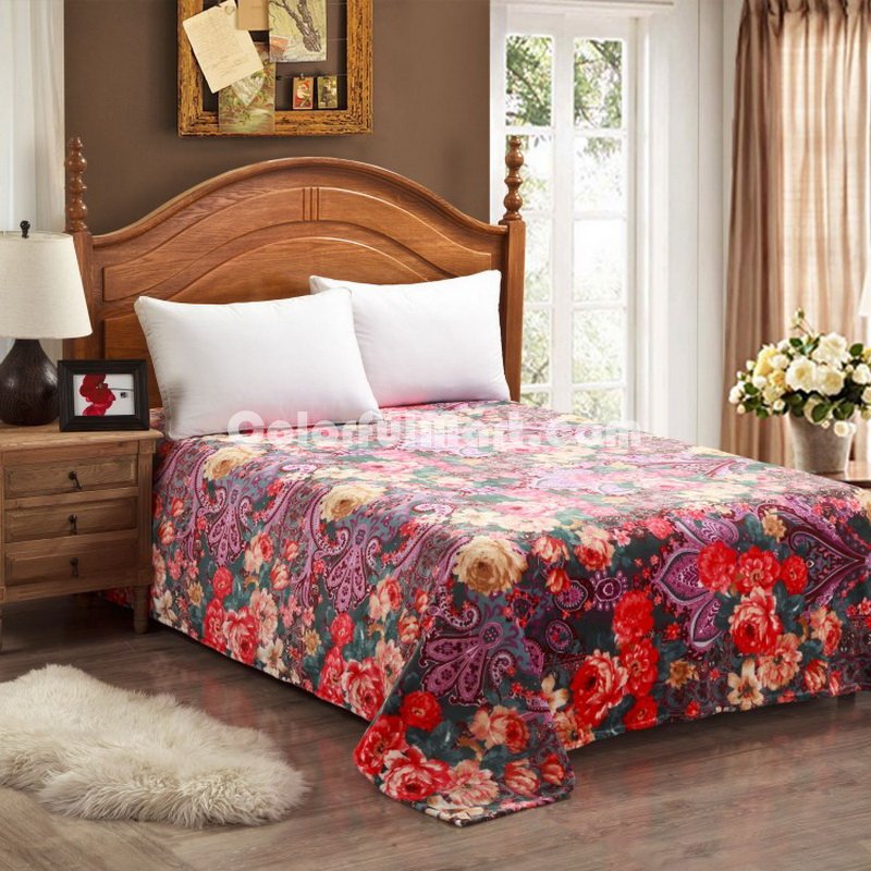 Flowers Are In Bloom Purple Flowers Bedding Flannel Bedding Girls Bedding - Click Image to Close