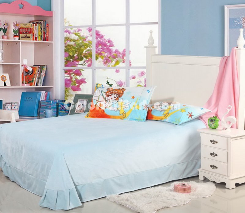 Beautiful Girl Blue Discount Kids Bedding Sets - Click Image to Close