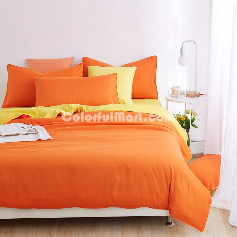Yellow Orange Bedding Set Duvet Cover Pillow Sham Flat Sheet Teen Kids Boys Girls Bedding - Click Image to Close