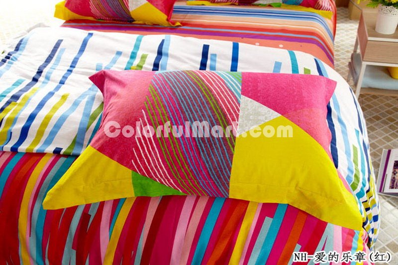 Vertical Stripes Red Teen Bedding Modern Bedding - Click Image to Close