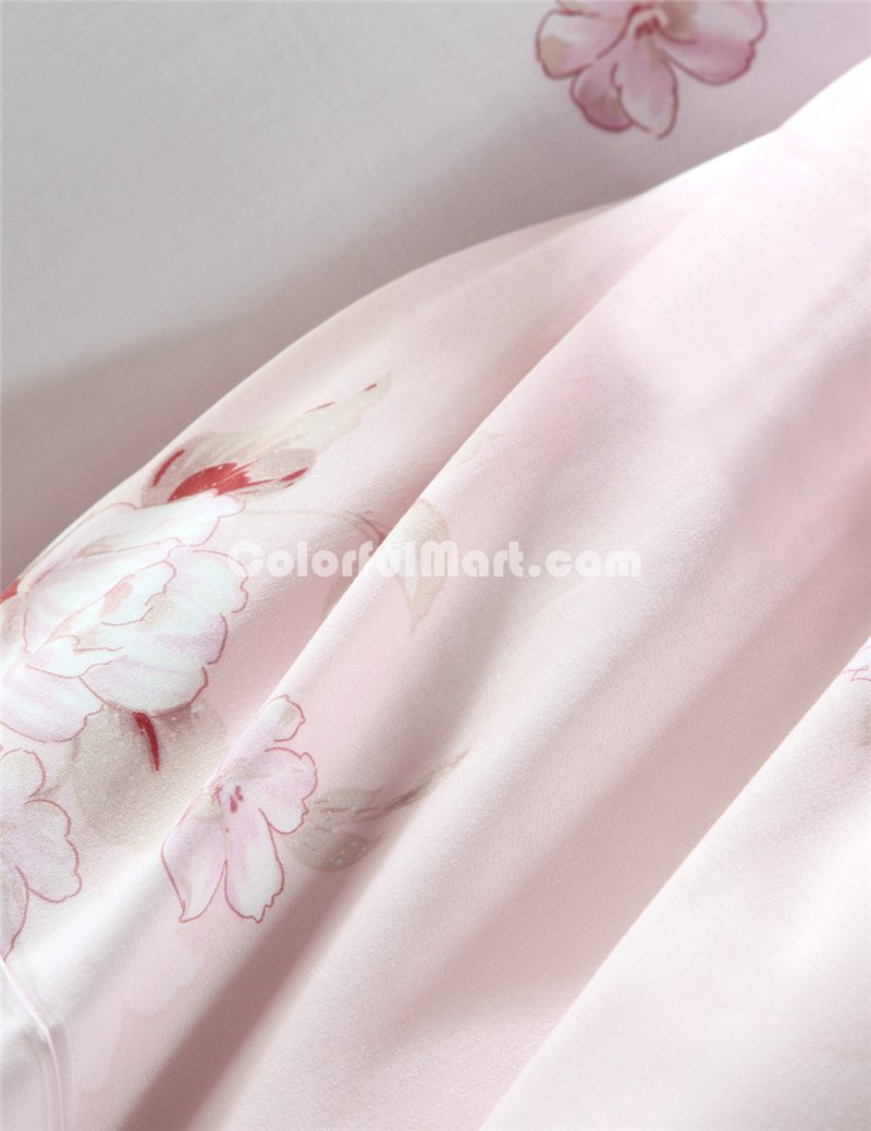 Secret Language Pink Bedding Set Girls Bedding Floral Bedding Duvet Cover Pillow Sham Flat Sheet Gift Idea - Click Image to Close