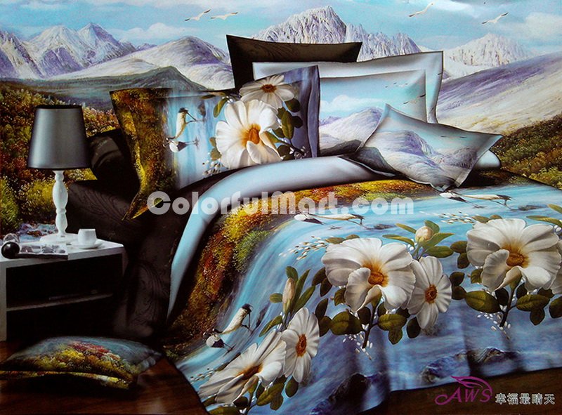 Red Crowned Crane Bedding 3D Duvet Cover Set - Click Image to Close