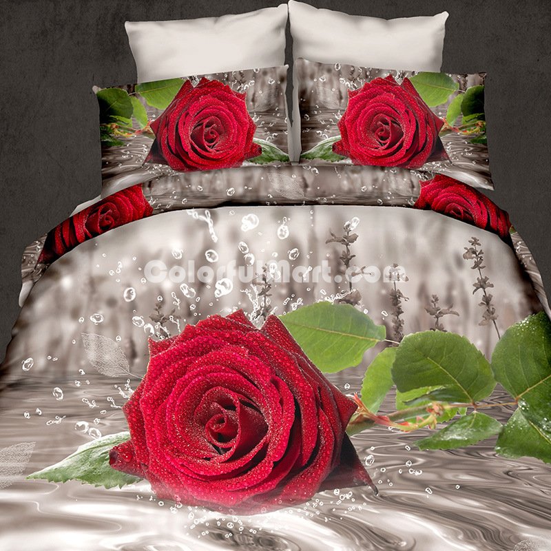 Rose On The Water Gray 3d Bedding Luxury Bedding - Click Image to Close