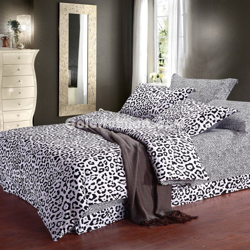 Martha Cheetah Print Black And White Bedding Classic Bedding - Click Image to Close