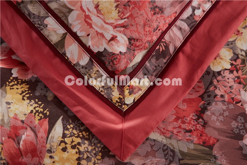 Brussels Rust Red Flowers Bedding Luxury Bedding - Click Image to Close