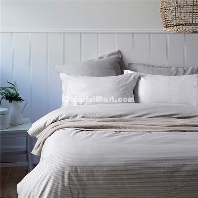 Simple Stripes Gray Bedding Set Teen Bedding Dorm Bedding Bedding Collection Gift Idea