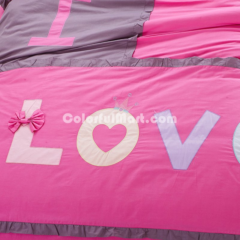 I Love You Pink Bedding Girls Bedding Princess Bedding Teen Bedding - Click Image to Close