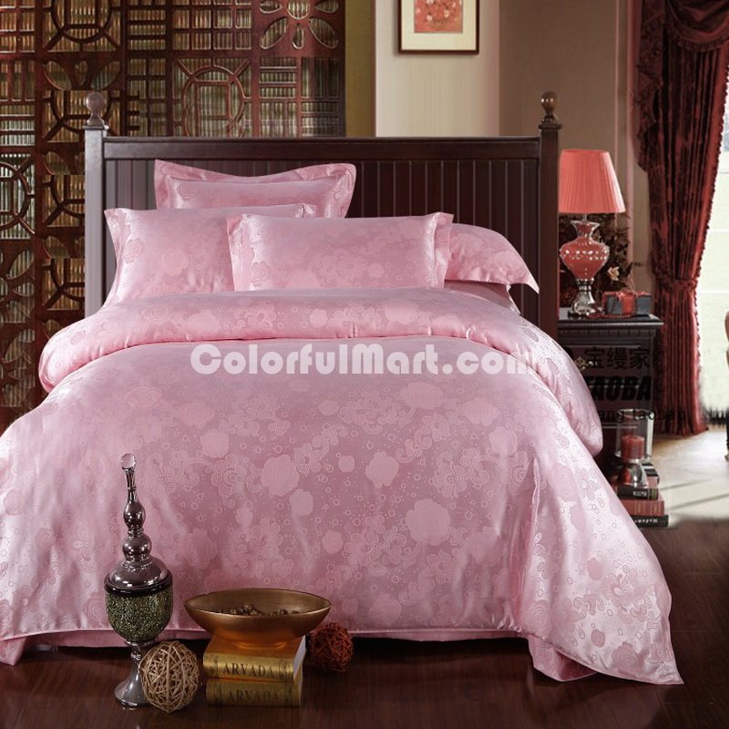 Romantic Beauty Pink Jacquard Damask Luxury Bedding - Click Image to Close