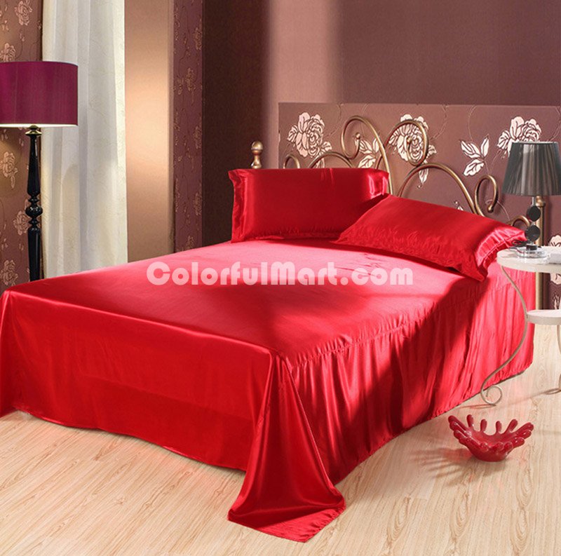 Pure Enjoyment Red Silk Bedding Silk Duvet Cover Set - Click Image to Close