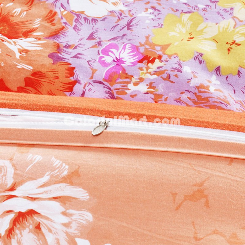 Flowers Orange Modern Bedding Sets - Click Image to Close