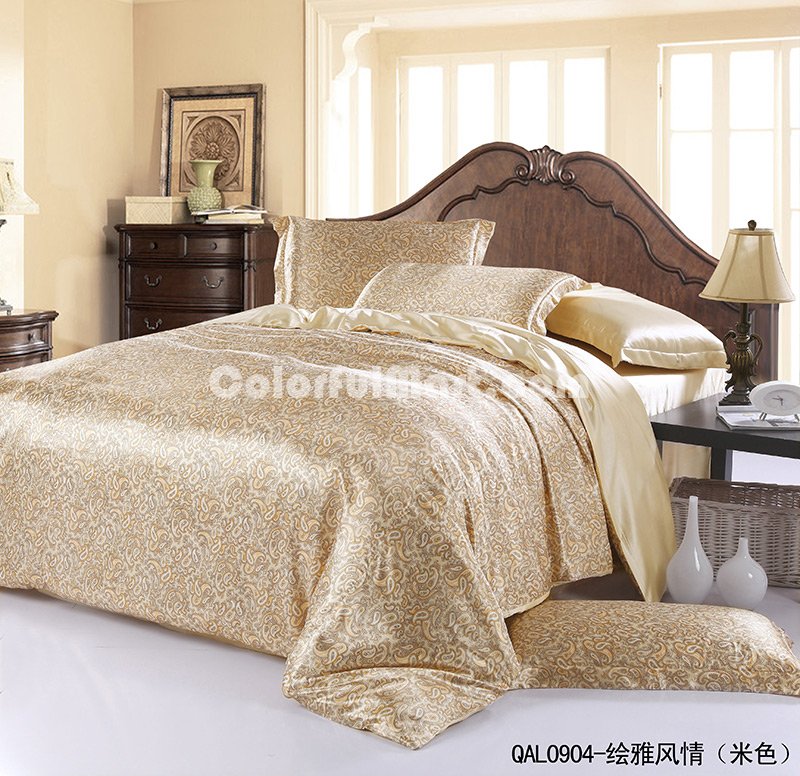 Magic Beige Silk Bedding Modern Bedding - Click Image to Close