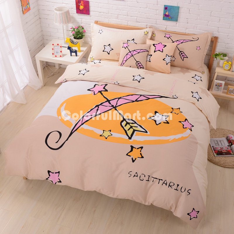 Sagittarius Beige Duvet Cover Set Star Sign Bedding Kids Bedding - Click Image to Close