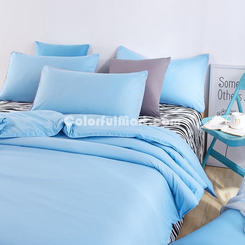 Zebra Print Blue Bedding Set Duvet Cover Pillow Sham Flat Sheet Teen Kids Boys Girls Bedding - Click Image to Close