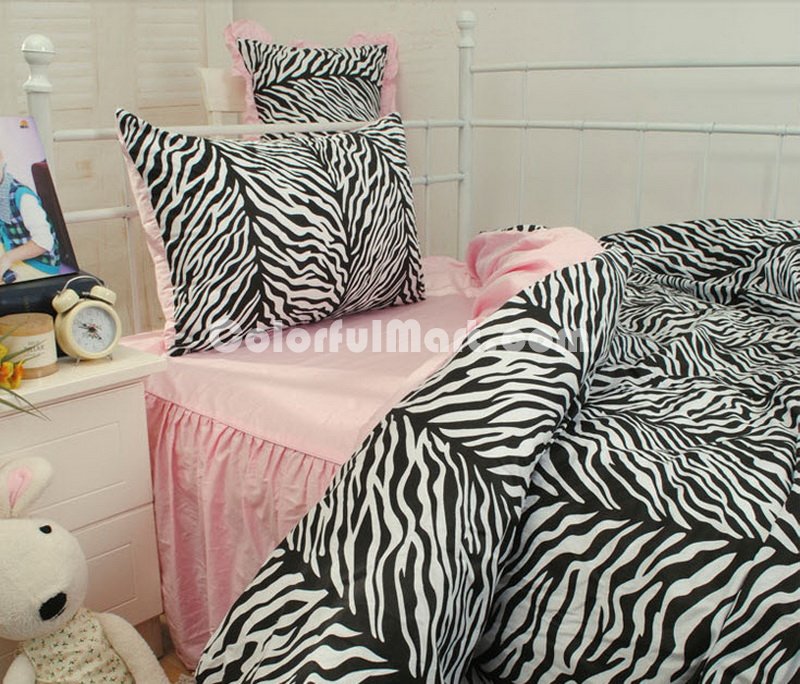 Princess Korean Style Pink Zebra Print Bedding Set - Click Image to Close