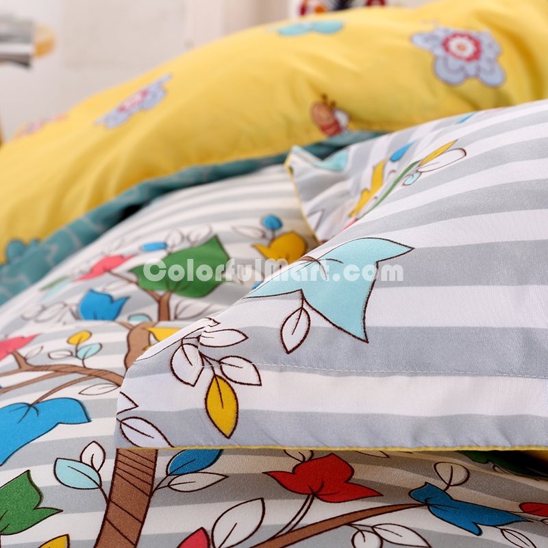 Bonsais Grey Bedding Set Duvet Cover Pillow Sham Flat Sheet Teen Kids Boys Girls Bedding - Click Image to Close