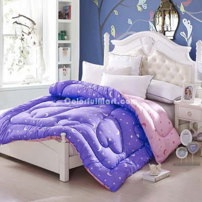 Meteor Garden Purple Comforter Moons And Stars Comforter Down Alternative Comforter